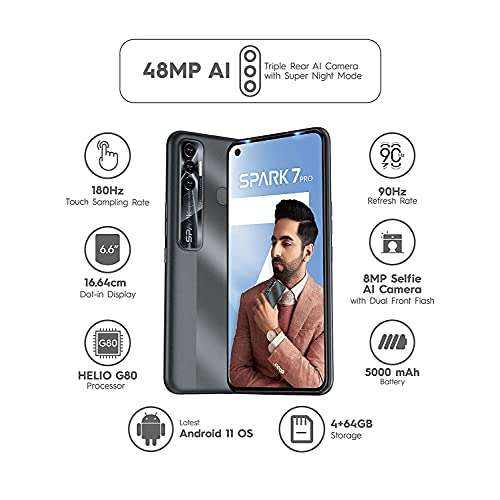 TECNO Spark 7 Pro (Magnet Black 6GB RAM 64GB Storage) 2