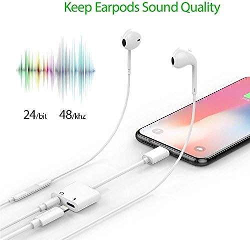 [Apple MFi Certified] Dual 2in1 Lightning Headphone Audio & Charger Adapter Splitter for iPad,2 Pack iPhone Headphone Adapter for iPhone 14/13/ 12/11/ XS/XS Max/XR/X/ 8/8plus/7/7 Plus/iPad 6