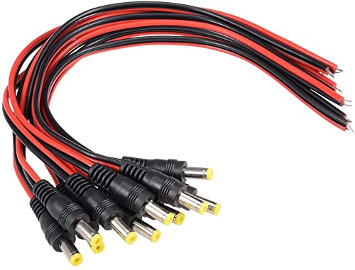 XYWHPGV 10Pcs DC Power Pigtail Cable 12V Male Connectors for CCTV Security Camera Lighting Adapter 2.1mmx5.5mm(506a2 1d74f 55a1b a2fa0 77e37 2e26f
