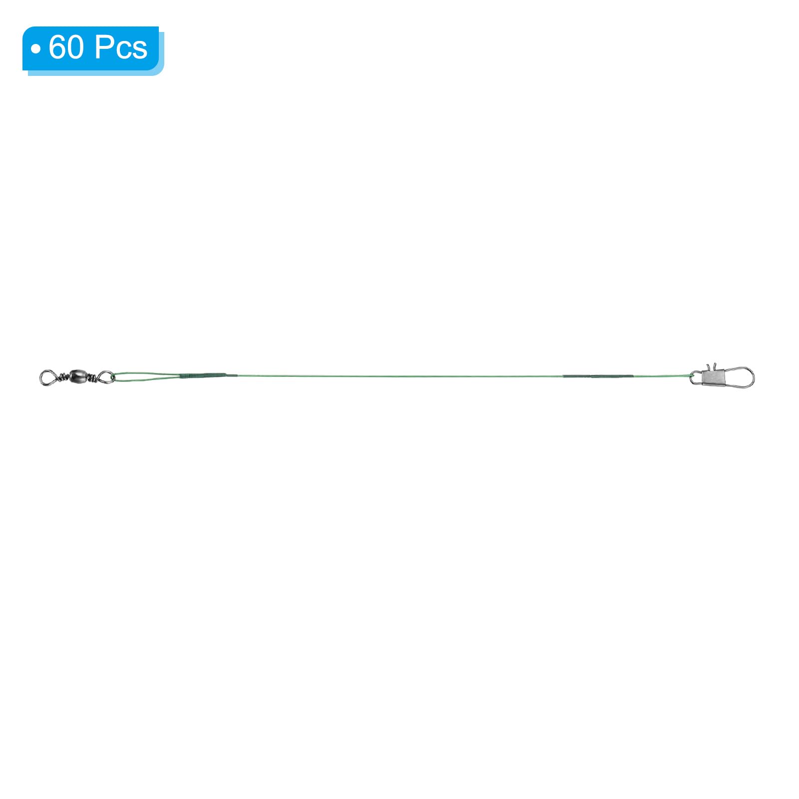 PATIKIL Fishing Wire Leaders 12", 60Pcs 30LB Strength Nylon-Coated Fishing Line Leaders with Swivel and Snap for Saltwater Freshwater, Green 4