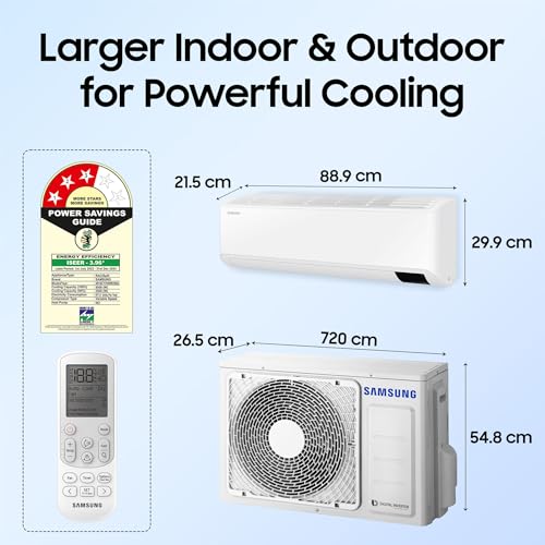 Samsung 1.5 Ton 3 Star Wi-fi Enabled, Inverter Split AC (Copper, Convertible 5-in-1 Cooling Mode, Anti-bacterial Filter, 2024 Model AR18CY3YAWK White) 5