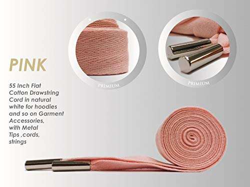 Beyond Trim Drawstring Cord Rope - Flat Cotton with Metal Tips 55 Inch Replacement Piping Drawcord String Clothing Hoodie Sewing DIY Crafts BR1115-B 5