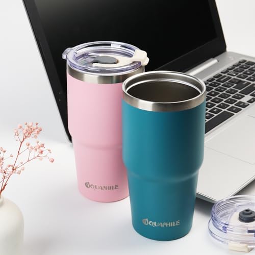 AQUAPHILE 20 oz Insulated Tumbler, Stainless Steel Travel Mug with Lid and Straw, Double Wall Vacuum Leak Proof Portable Coffee Tumbler, Thermal Cup for Car, Camping, Outdoor(Pink) 6