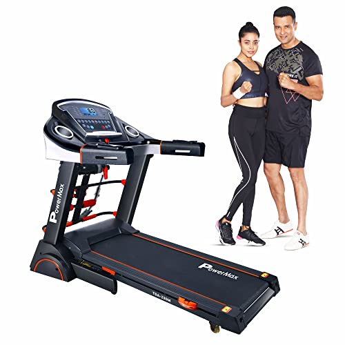 PowerMax Fitness TDA-230M (4HP Peak) Smart Folding Electric Treadmill with Auto Incline, MP3, Speaker, DIY and Virtual Assistance, Exercise Machine for Home Gym and Cardio Training