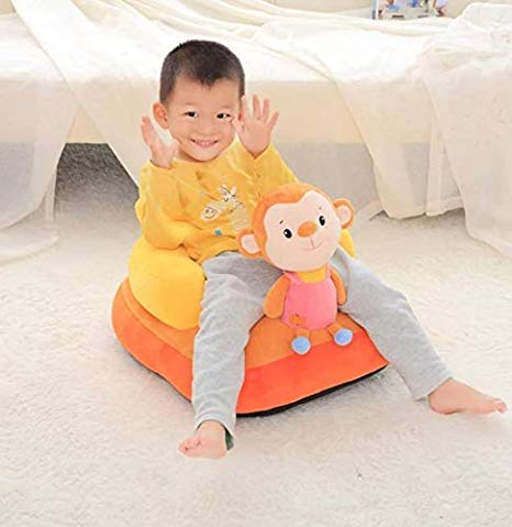 SANA TOYS Monkey Shape Baby Soft Plush Cushion Baby Sofa Seat (Yellow, 0 to 4 Years) 2