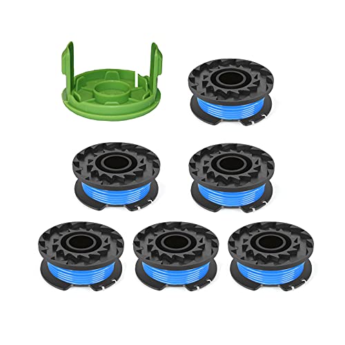 Thten 0.065" Single Line Auto-Feed Replacement Trimmer Spool 29092 for Greenworks Weed Eater String 24V and 40V Trimmer (6 Packs Plus 1 Cap) 1