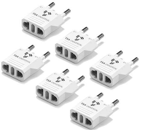 United States to Sweden Travel Power Adapter to Connect North American Electrical Plugs to Swedish Outlets for Cell Phones, Tablets, eReaders, and More (6-Pack, White) 1