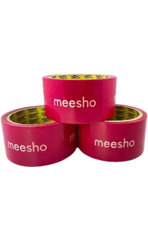 Kunchit Meesho Branded Tape Lenght 65 Meters (2 Inch,48 mm) 42 micron Meesho Water Mark Very Strong Adhesive Tape_Set of 12 2