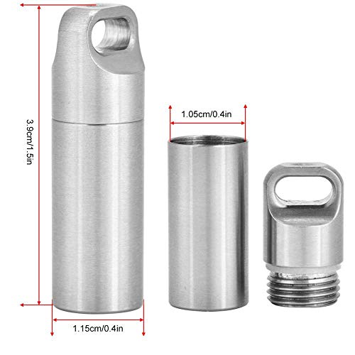 Waterproof Pill Box, Airtight Pill Case Keychain Pill Holder Pill Fob Capsule Keychain, EDC Accessory Bottle Match Case Battery Holder, Outdoor Survival Storage Stainless Steel Container Dry Box(S) 3