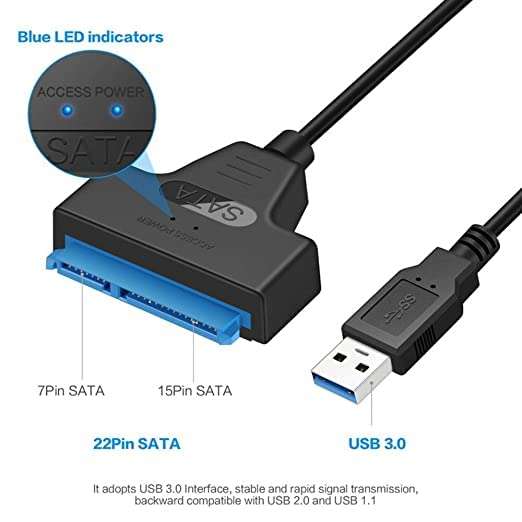 ULTRABYTES USB 3.0 to SATA Adapter Cable for 2.5 inch SSD and HDD, Support UASP USB Adapter (Black) 5