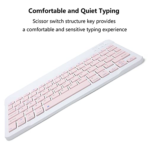 Ultra-Slim Rechargeable Bluetooth Keyboard Portable Wireless Keyboard for iPad A16 11th 10th Generation, iPad Pro iPad Air iPad mini iPhone, Android Samsung Galaxy Tablet Smartphone Cell Phone (Pink) 5