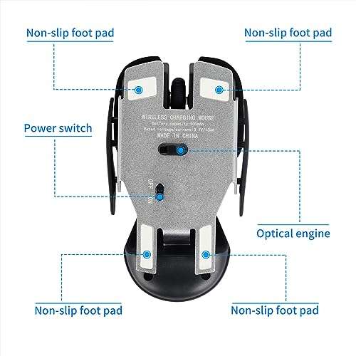 Rechargeable Wireless Mouse, Cool Crayfish Shape Mouse, 1600DPI 4 Buttons Ergonomic Portable Optical Cordless Mouse with USB Receiver for Laptop PC Computer Office Home Gift (Black) 6