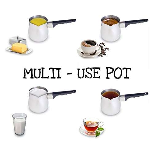 24 Oz / 700 ml Large Turkish Coffee Pot Stainless Steel Cezve Briki Ibrik Greek Arabic Coffee Maker, Universal Butter and Milk Warmer, Small Sauce Pan 4