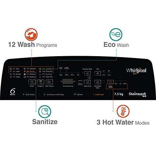 Whirlpool 7.5 Kg 5 Star Fully-Automatic Top Loading Washing Machine Appliance with In-Built Heater (STAINWASH PRO H 7.5, Grey) 4