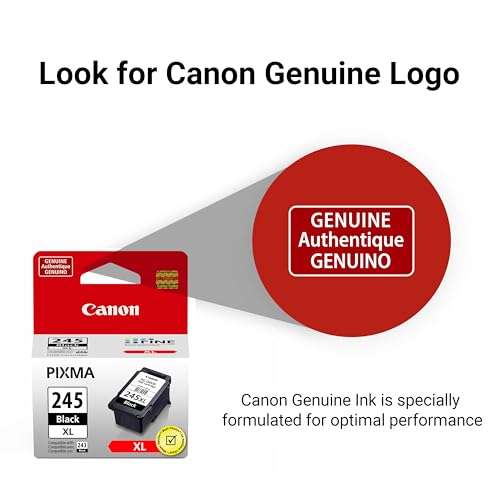 Canon PG-245 XL Genuine Black Ink Cartridge, Compatible with iP2820, MG2420/2924/2920/3020/2522/2525, MX492, TS3120/302/302a/202/202a/4520/3320 4