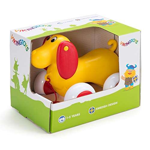 VIKINGTOYS Viking Toys - Pull Along Dog - First Pull Toy, Encourage Walking, Rolls Silently, for Kids Ages 1 + 1