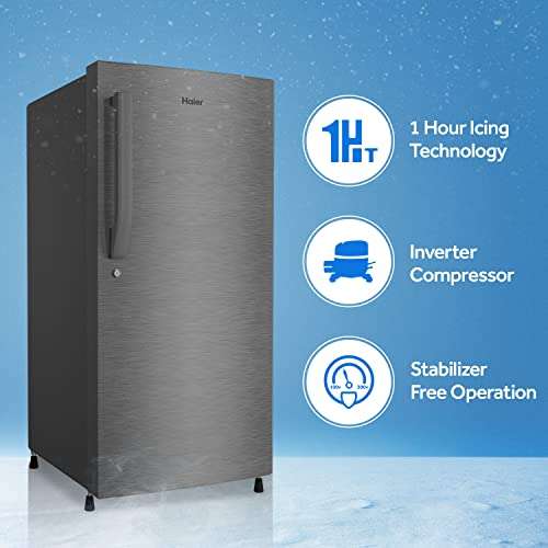 Haier 220 L 4 Star Inverter Direct-Cool Single Door Refrigerator Appliance (HED-22CFDS, Dazzel Steel/Brushline silver) 3