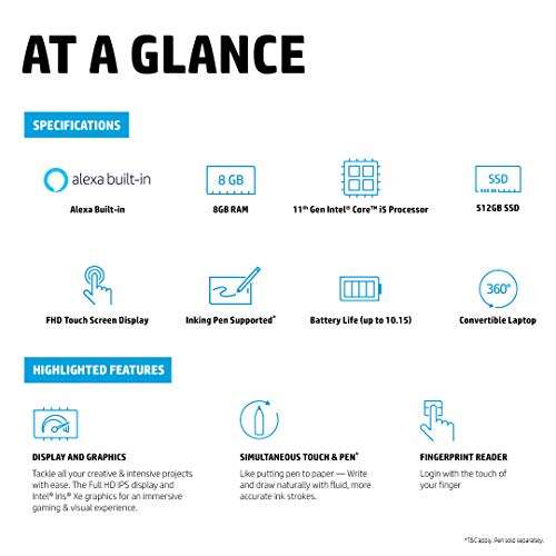 HP Pavilion x360 (14"(35.5cm)) FHD Touchscreen Convertible Laptop with 4G LTE (Intel Core i5-1135G7/8GB/512GB SSD/Windows 10 Home/MS Office 2019/Inking Pen/FPR/Natural Silver/1.61kg), 14-dw1039TU 5