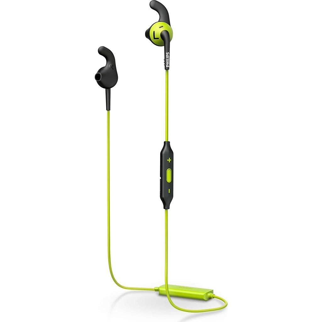Philips ActionFit in-Ear Wireless Headphones with IPX2 Sweat-Proof Design (SHQ6500CL), Black/Lime Green 1