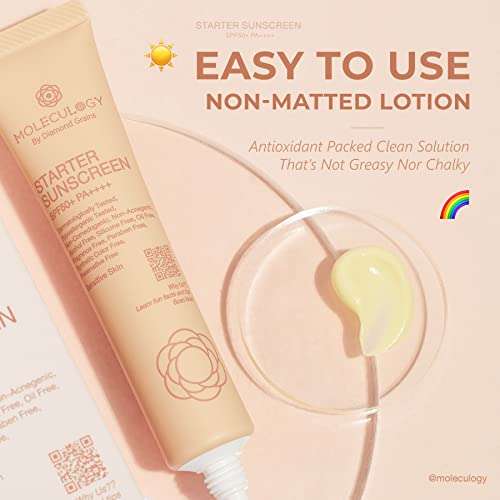 Starter Sunscreen Cream by Moleculogy - 1.05oz (30g) - SPF50+ PA++++ A Hybrid Hypoallergenic Suncream, Sun Protection Cream 6