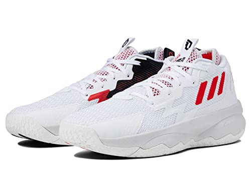adidas Unisex Dame 8 Basketball Shoe, White/Vivid Red/Core Black, 12 US Men 2