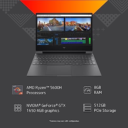 HP Victus Gaming Laptop AMD Ryzen 5 5600H,15.6inch(39.6cm) FHD Gaming Laptop/8GB RAM/512GB SSD/NVIDIA GeForce GTX 1650 4GB GDDR6 Graphics/Backlit KB/Win 11/B&O/Alexa/XboxPass 15-fb0122AX 6