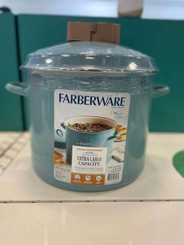 Farberware Enamel on Steel Stock Pot/Stockpot with Lid - 16 Quart, Aqua Blue 5