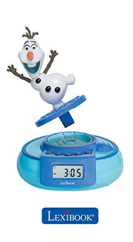 LEXIBOOK Disney Frozen Elsa, Olaf Jumper Alarm Clock, Demonstration Button, Snooze Function, Battery, Blue/White, RL985FZ 3