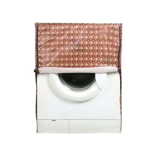 E-Retailer® Waterproof PVC Front Load Washing Machine Cover With Zip Enclosure Suitable For 5kg to 8kg (Color-Stripes Brown, Size-23x23x35) 6