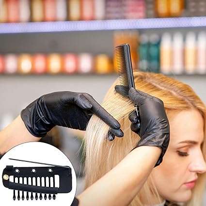 INHEAVEN 3 pcs Wig Clip with Safety Pins, 10-Teeth Hair Extension Snap Clips Invisible Strong Wig Combs to Secure Wig No Sew Chunni Grip Dupatta Clips (BLACK, 3) 6