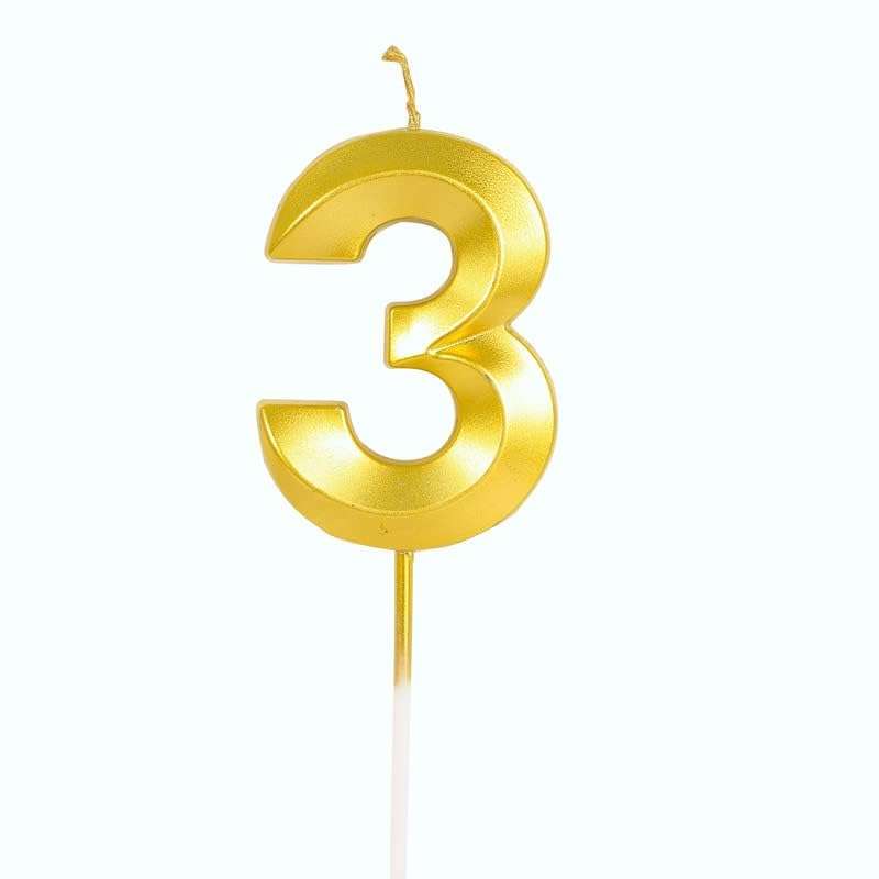 Sidhav Metallic Birthday Candle for A Stylish Celebration Shiny Celebration Illuminate The Moment Glamorous and Memorable Celebration Number 3 3