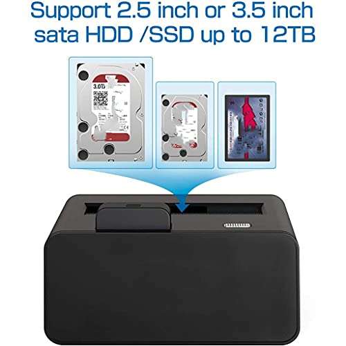 USB 3.0 to SATA Hard Drive Docking Station Up Button, 2.5,3.5-inch HDD SSD Station UASP Support 10TB 5