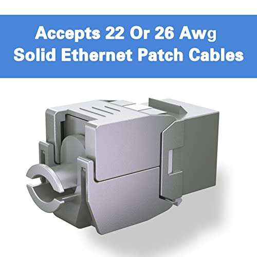 CAT7 Keystone Jack Shielded Zinc-Alloy RJ45 Tool-Free Coupler (5 pc) 3