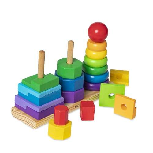 Melissa & Doug Geometric Stacker - Wooden Educational Toy,25 count(pack of 1) 4