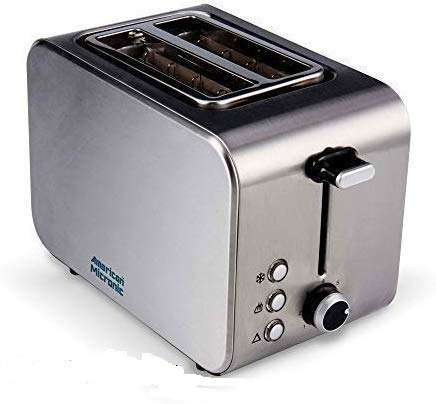 AMERICAN MICRONIC INSTRUMENTS - 2-Slice Stainless Steel Pop-up Toaster with Cancel, Reheat Functions (AMI-TSS1-85Dx- 850 Watts, Steel) 1