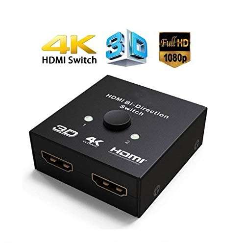 Alexvyan HDMI Switch Splitter, Bi-Directional Manual HDMI Switch 2 Port, 2 in 1 Out or 1 in 2 Out Splitter Support 4k 2k HD 1080P 6