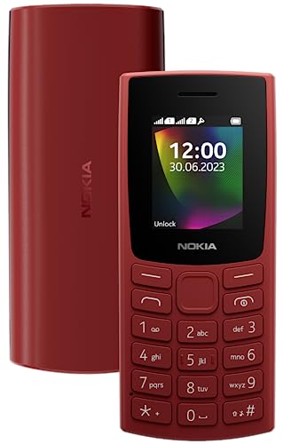 Nokia 106 Single Sim, Keypad Phone with Built-in UPI Payments App, Long-Lasting Battery, Wireless FM Radio & MP3 Player, and MicroSD Card Slot | Red 5