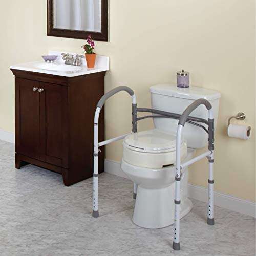 Carex Toilet Safety Rails, Adjustable and Detachable Toilet Safety Frame with Handles for Elderly, Handicap, or Disabled, Heavy-Duty Non-Slip Bathroom Grab Bar, with Padded Handles and Aluminum Frame 4