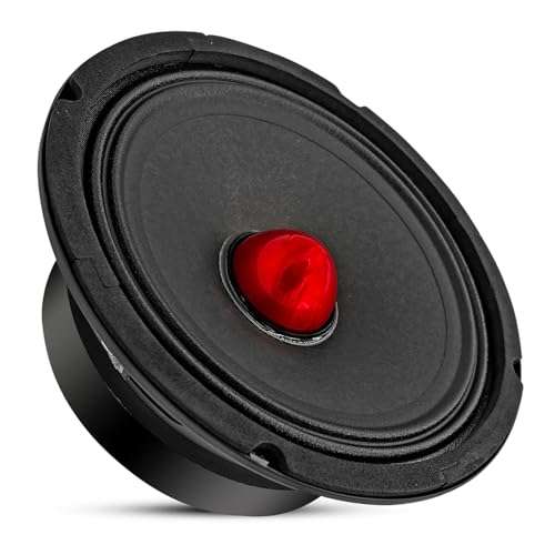 5 CORE 6.5 Inch Subwoofer Speaker 360W Mid Range Car Sub Woofer Speakers w Red Aluminum Bullet 4 Ohm Deep Bass Replacement Subwoofers for Auto Vehicle Truck - MR 6.5 BLT R 4oHM 1