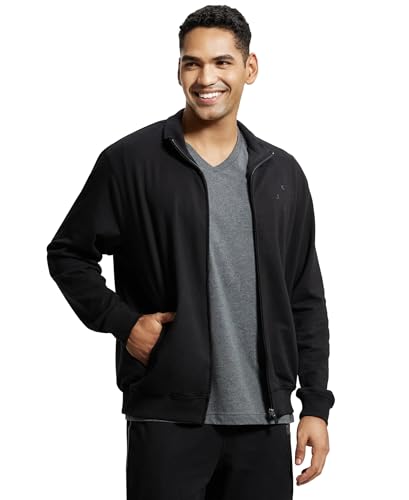 Jockey 2730 Men's Super Combed Cotton French Terry Jacket with Ribbed Cuffs and Convenient Side Pockets_Black_S