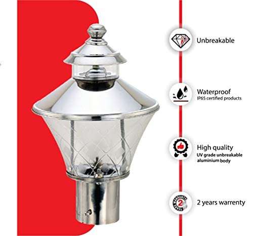 INVENTAA LED Outdoor gate Lights IP65 Certified Waterproof and Unbreakable SS Finish gate Light (Silver) Pack of 2 4