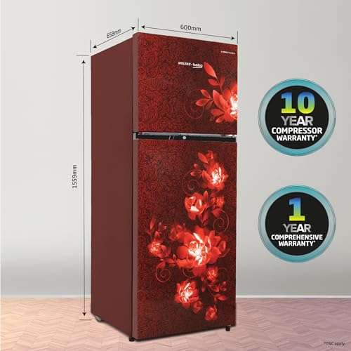 Voltas Beko ‘A TATA Product’ 248 L 2 star Frost free Refrigerator with two separate cooling system (RFF285D/W0CWR0I0000GO, Celin Wine) 4