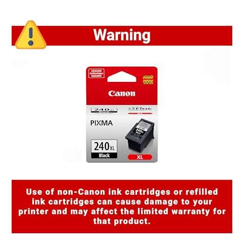 Canon PG-240 XL Genuine Black Ink Cartridge, Compatible with MG2120/3120/4120, MX512/432/472/372/392/522/532/452, MG2220/3220/4220/3520/3620, TS5120 3