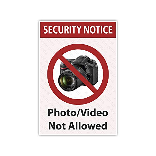 Anne Print Solutions® Security Notice No Photo Video Allowed Sticker | Office Stikcers Pack Of 4 Pcs Size 6 Inch* X 9 Inch* Multicolour 1