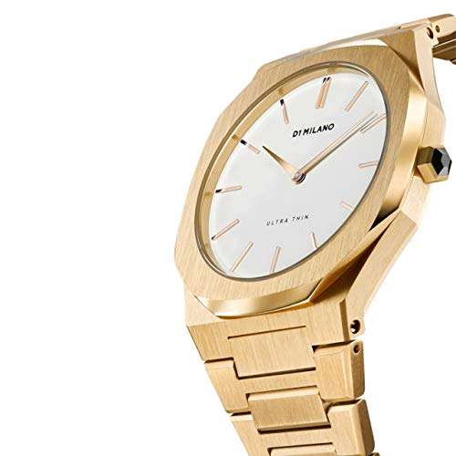D1 Milano Stainless Steel Ultra Thin Analog Silver Dial Women Watch-Utbl03, Gold Band 2