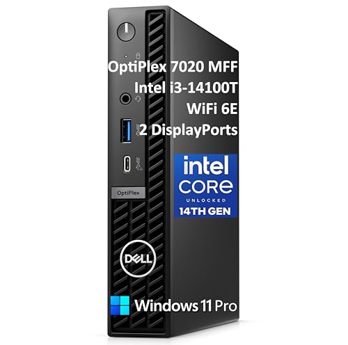 Dell OptiPlex 7020 MFF 7000 Mini Business Desktop Computer, 16GB DDR5 RAM, 512GB PCIe SSD, 14th Gen Intel Core i3-14100T (Beat i5-12400T), WiFi 6E, 2 DisplayPorts, HDMI, Type-C, Windows 11 Pro