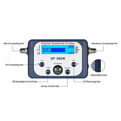 AGPtek Digital Satellite Signal Finder Meter for Dish Network Directv FTA with Compass and Audio Tone - Blue 2
