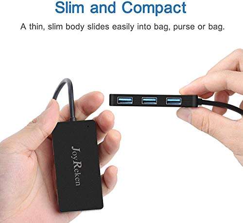 USB Hub Long Cord, JoyReken 4 Port USB 3.0 Hub with 2 FT Long Cable, USB Exrension Hub for PC, Desktop, Laptop, MacBook, Surface, Ultrabooks, Flash Drive, Mobile HDD 6