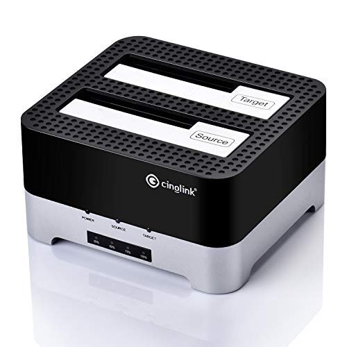 Clone Dock HDD duplicator Disk Drive Hard Reader SATA Hard Drive Docking Station USB 3.0 SSD HDD Docking Station Dual Bay for 2.5 or 3.5inch HDD with Hard Drive Duplicator/Cloner 12 TB (Docking) 1