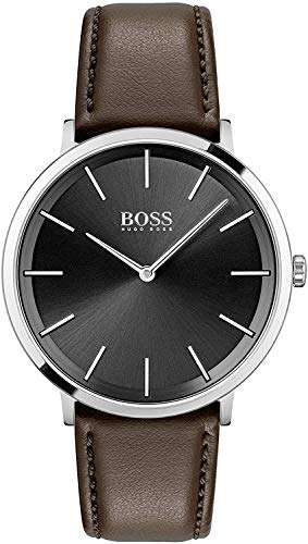 Hugo Boss Leather Skyliner Analog Black Dial Men Watch-1513829, Brown Band 1